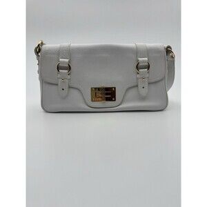 Vintage Ralph Lauren Gold Turn Lock Hand Bag Leather White 90s Y2K